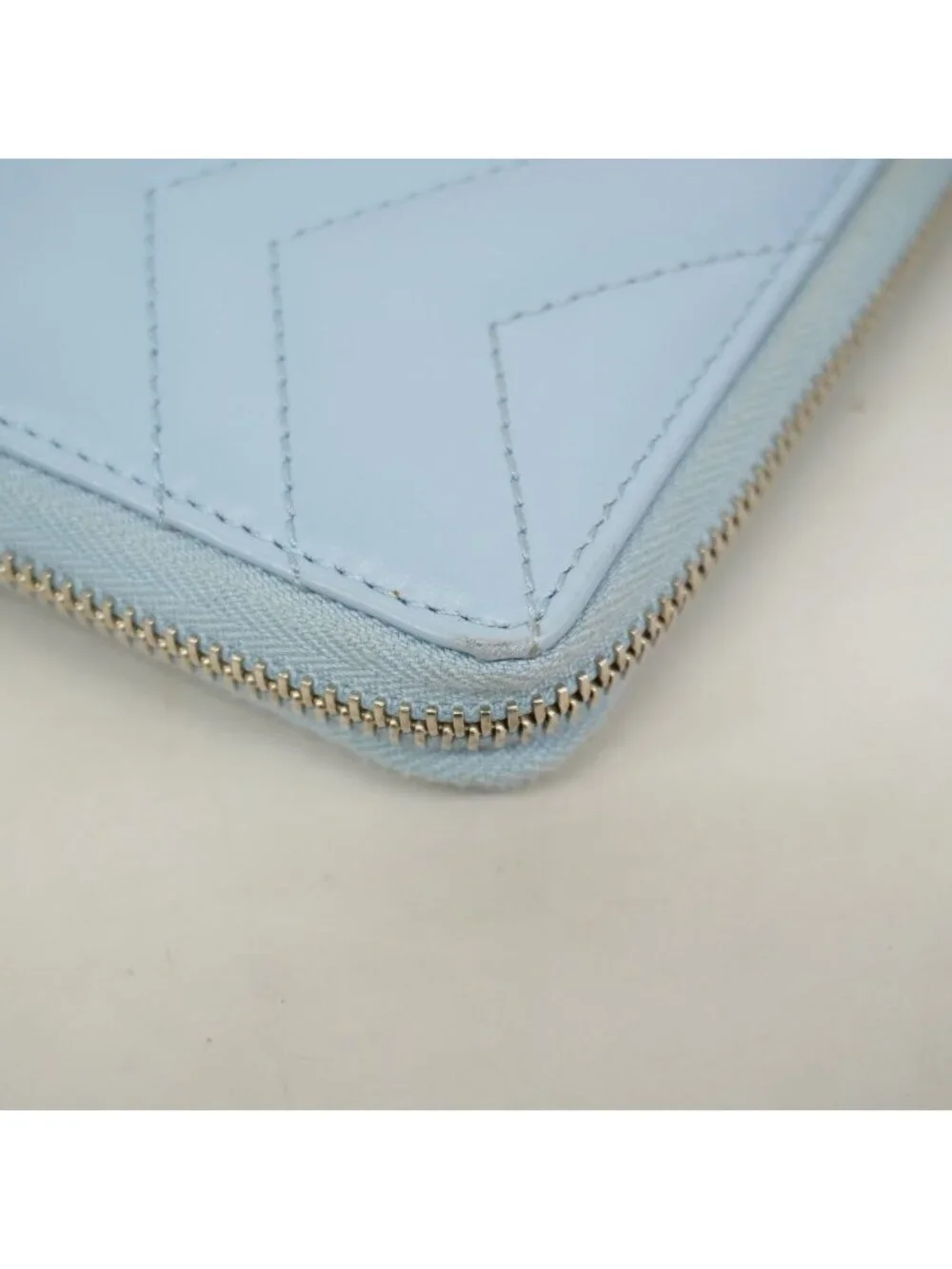 Gucci Wallet GG Marmont Leather Light Blue Silver